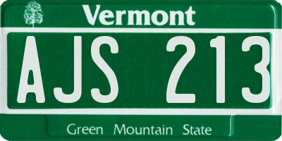 VT license plate AJS213