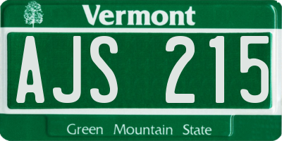 VT license plate AJS215