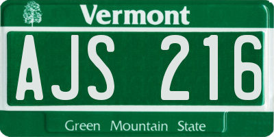 VT license plate AJS216