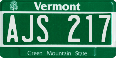 VT license plate AJS217