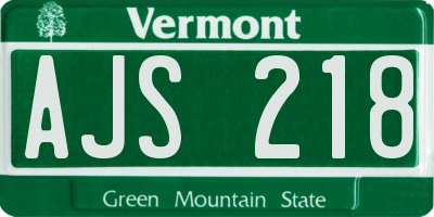 VT license plate AJS218