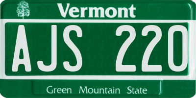 VT license plate AJS220