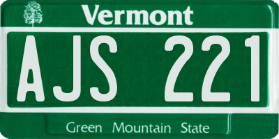 VT license plate AJS221