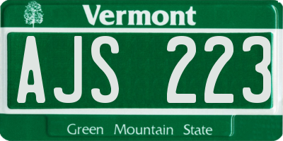 VT license plate AJS223