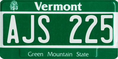 VT license plate AJS225