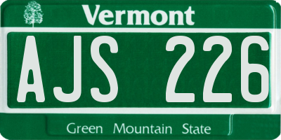 VT license plate AJS226