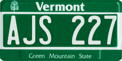 VT license plate AJS227