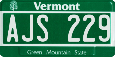 VT license plate AJS229
