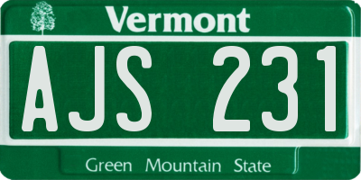 VT license plate AJS231