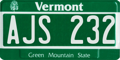 VT license plate AJS232