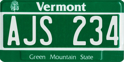 VT license plate AJS234