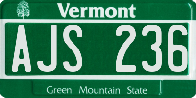 VT license plate AJS236