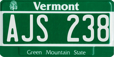 VT license plate AJS238