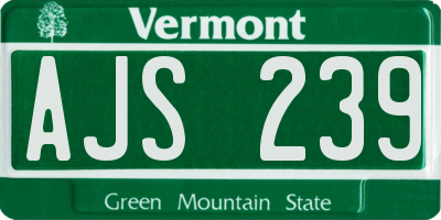 VT license plate AJS239