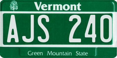VT license plate AJS240