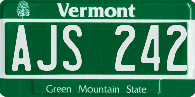 VT license plate AJS242