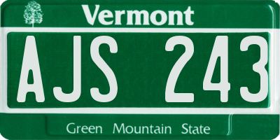 VT license plate AJS243