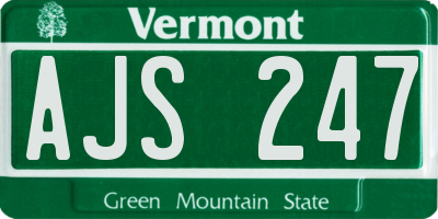 VT license plate AJS247