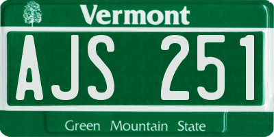 VT license plate AJS251