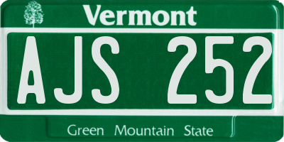 VT license plate AJS252