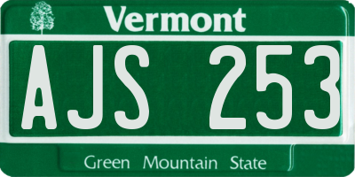 VT license plate AJS253