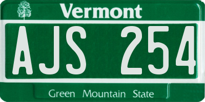 VT license plate AJS254