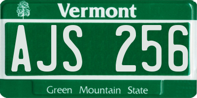 VT license plate AJS256