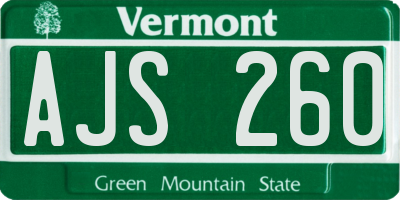 VT license plate AJS260