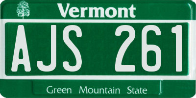 VT license plate AJS261