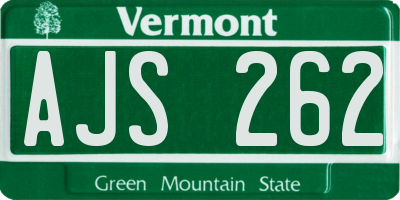 VT license plate AJS262
