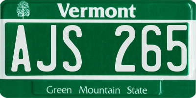 VT license plate AJS265