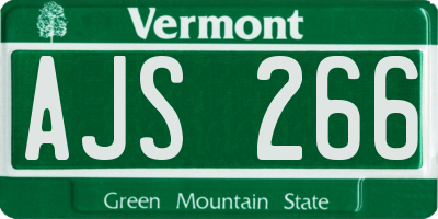 VT license plate AJS266