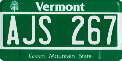 VT license plate AJS267