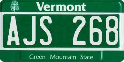 VT license plate AJS268