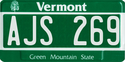 VT license plate AJS269