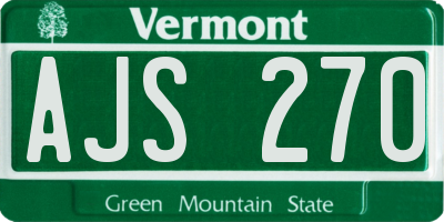 VT license plate AJS270
