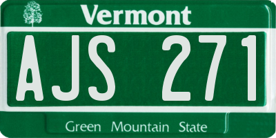 VT license plate AJS271
