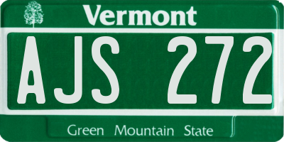 VT license plate AJS272