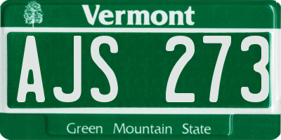 VT license plate AJS273