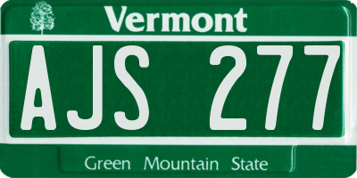 VT license plate AJS277