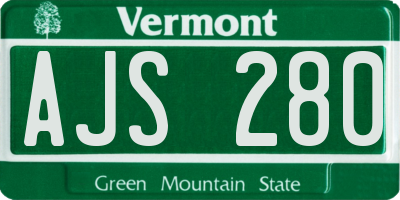 VT license plate AJS280