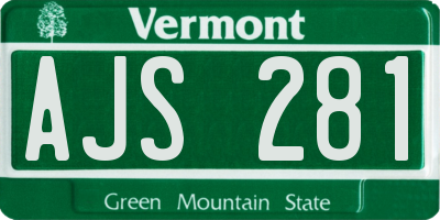 VT license plate AJS281