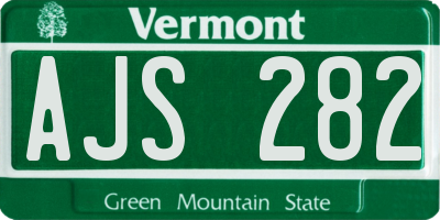 VT license plate AJS282