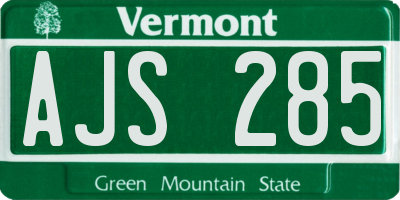 VT license plate AJS285