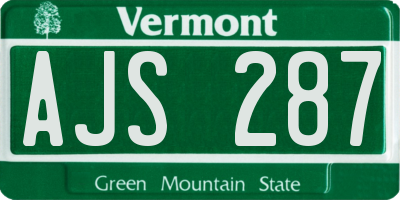 VT license plate AJS287