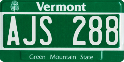 VT license plate AJS288