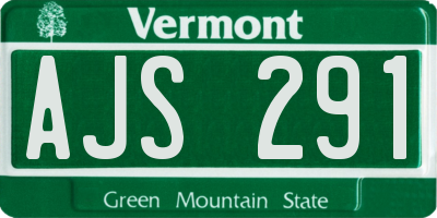 VT license plate AJS291