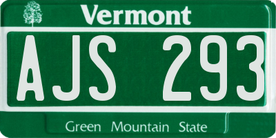 VT license plate AJS293