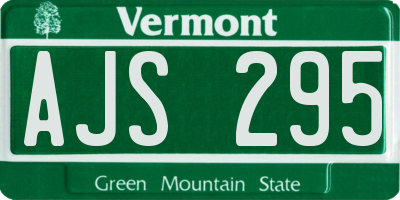 VT license plate AJS295