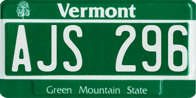 VT license plate AJS296